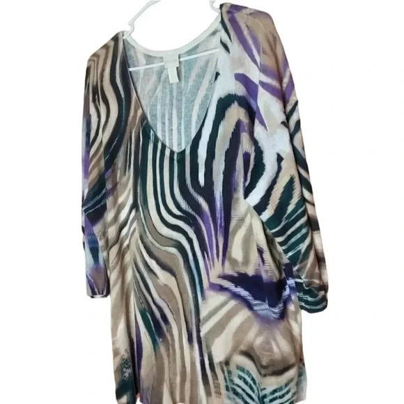 Chico's V-Neck Blouse Chico' Size 2 - Picture 3 of 8